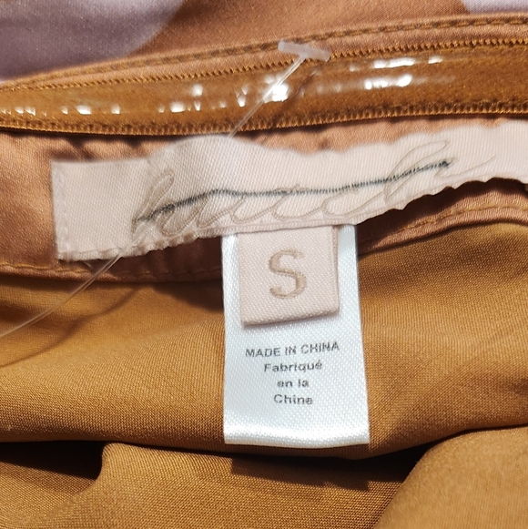 New Hutch Elegant Strapless Column Satin Brown and‎ Pink Floral Dress - Picture 6 of 6